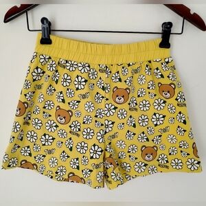 Moschino Kids Girls Teddy Bear Print Shorts Size 8 Elastic Waist Unlined